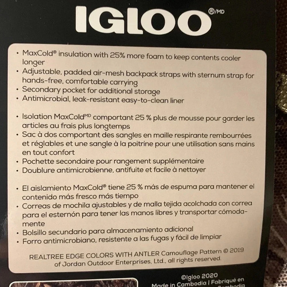 Igloo 30 Can Gizmo Backpack Cooler RealTree Insulated New - Picture 9 of 13